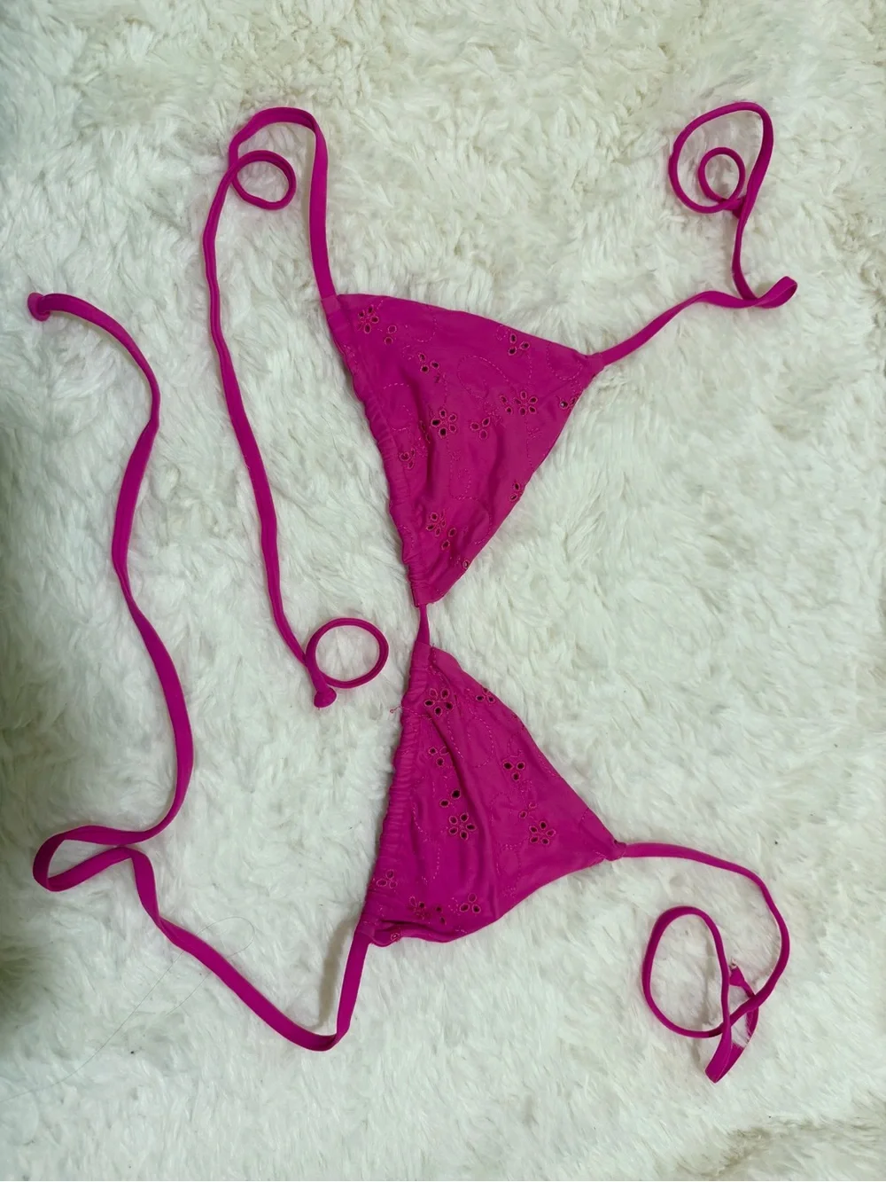 SET! Frankie's Bikinis Hot Pink Triangle Top And Bottoms Size M
